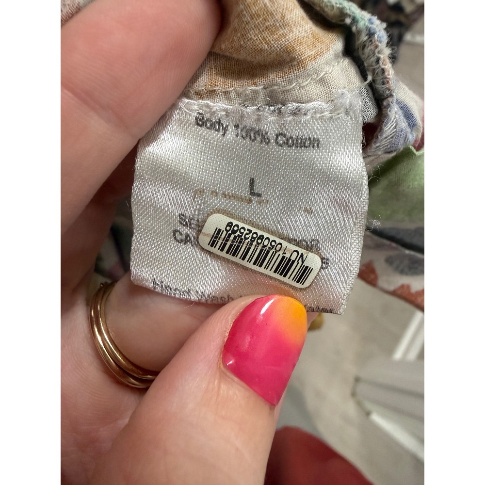 Love The Label Mix-Print Tiered Ruffle Midi Dress Size Large Multicolor Cotton - Picture 8 of 8